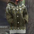 Cardigan cu glugă pentru femei, cu model Fair Isle