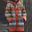 Cardigan cu glugă pentru femei, cu model Fair Isle