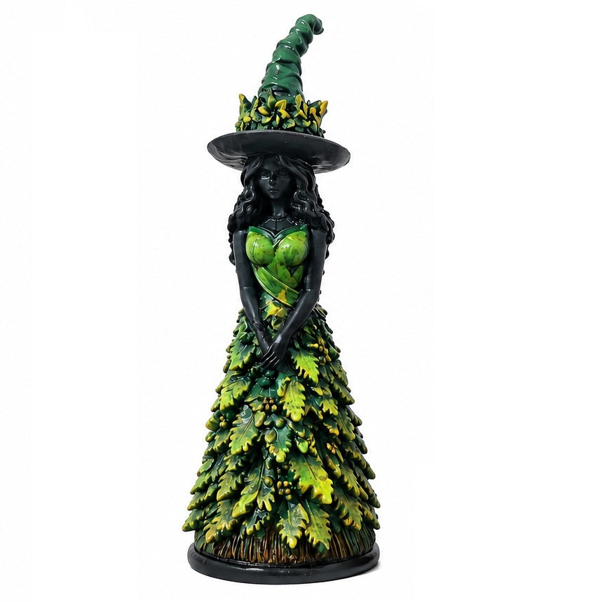 Gothic Witch Figurine with Autumn Details - Resin 25cm