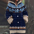 Cardigan cu glugă pentru femei, cu model Fair Isle