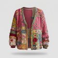 Vestă cardigan cu model floral patchwork pentru femei, Zoe