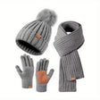 3-in-1 Winter Set - Knit Hat, Scarf, and Touchscreen Gloves