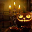 Portacandele LED a forma di candelabro scheletrico - Luce da tavola inquietante