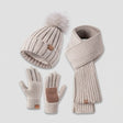 3-in-1 Winter Set - Knit Hat, Scarf, and Touchscreen Gloves