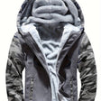 Giacca da uomo calda in pile con cappuccio e design colorblock
