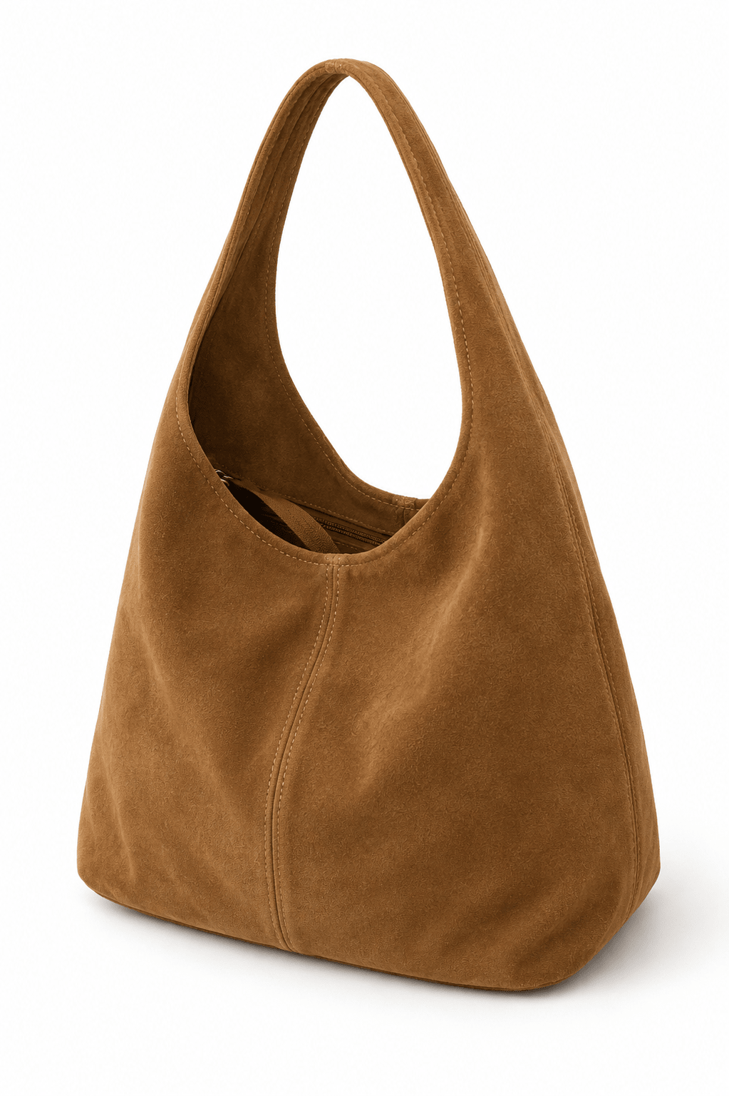Borsa shopper in pelle scamosciata con chiusura a zip