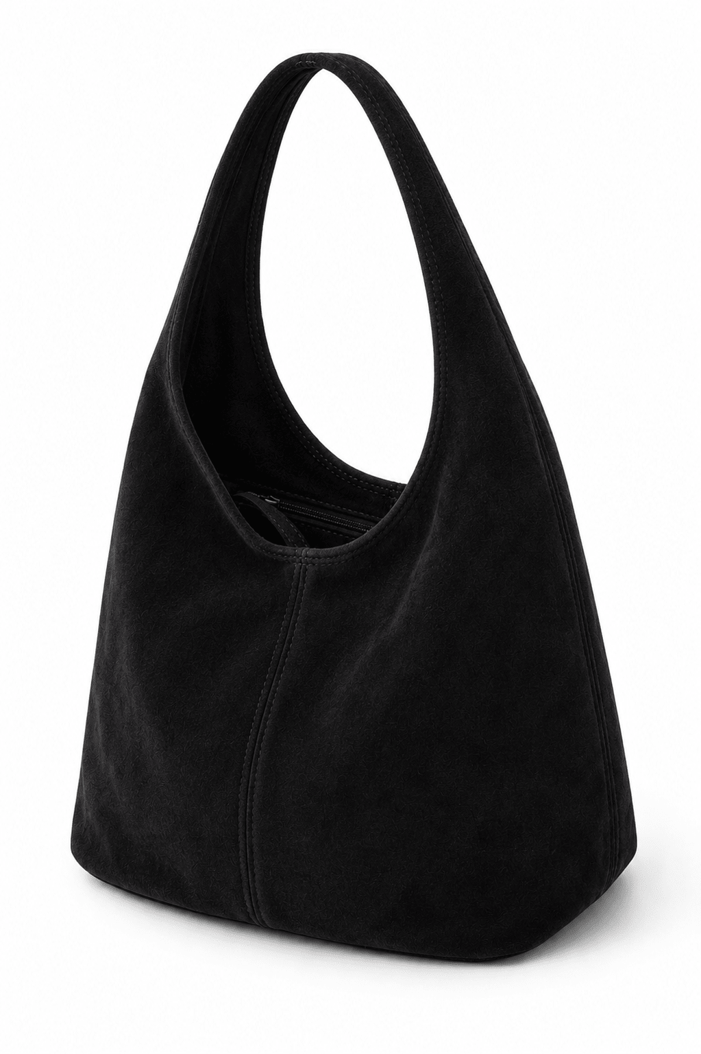 Borsa shopper in pelle scamosciata con chiusura a zip