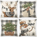 Linen Cushion Cover - Festive Christmas Print