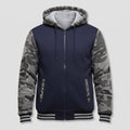 Giacca da uomo calda in pile con cappuccio e design colorblock