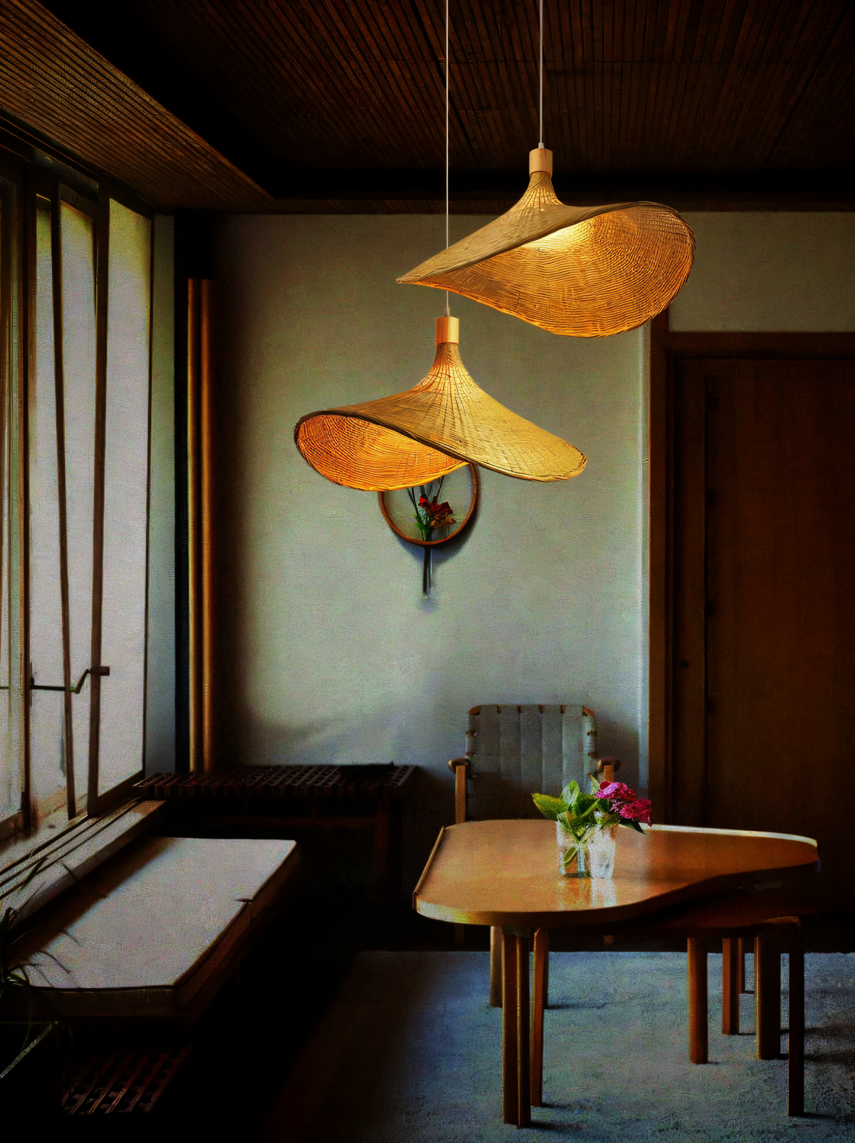 Handwoven Rattan Dome Pendant Light