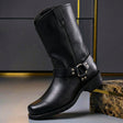 Men's Western Boots with Harness Strap and Metal Details