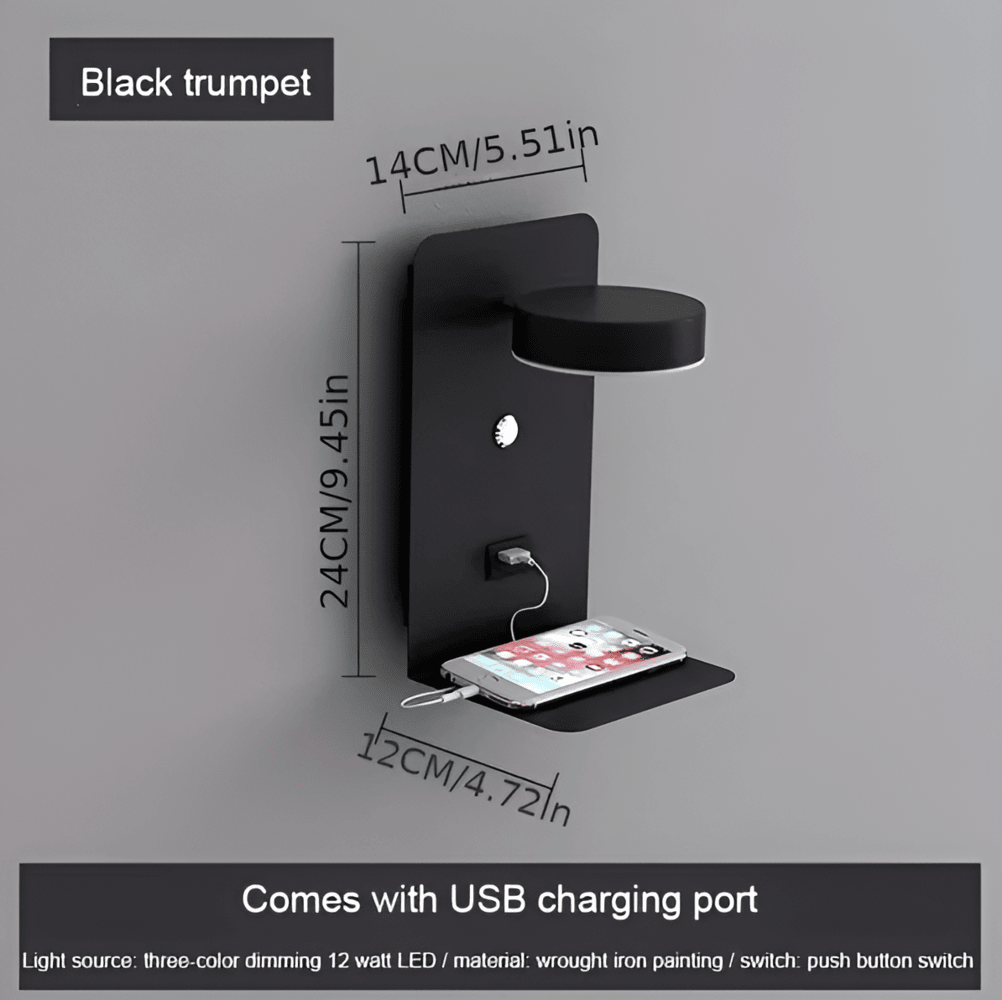 Lampada da parete a LED DualDelight con mensola e porta USB