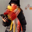 Women's Oversized Winter Scarf with Gradient Color and Fringe