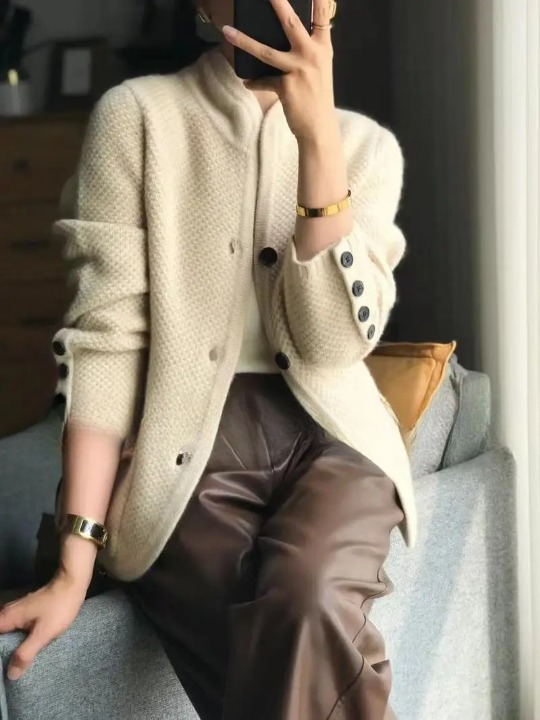 Women's Soft Cashmere-Style Button Cardigan