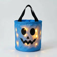 Coș LED pentru bomboane, în formă de dovleac, cu mâner, pentru Halloween