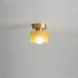 Bauhaus Geometric Alabaster Semi-Flush Ceiling Light Drum