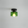 Bauhaus Geometric Alabaster Semi-Flush Ceiling Light Drum