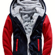 Giacca da uomo calda in pile con cappuccio e design colorblock