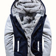 Giacca da uomo calda in pile con cappuccio e design colorblock