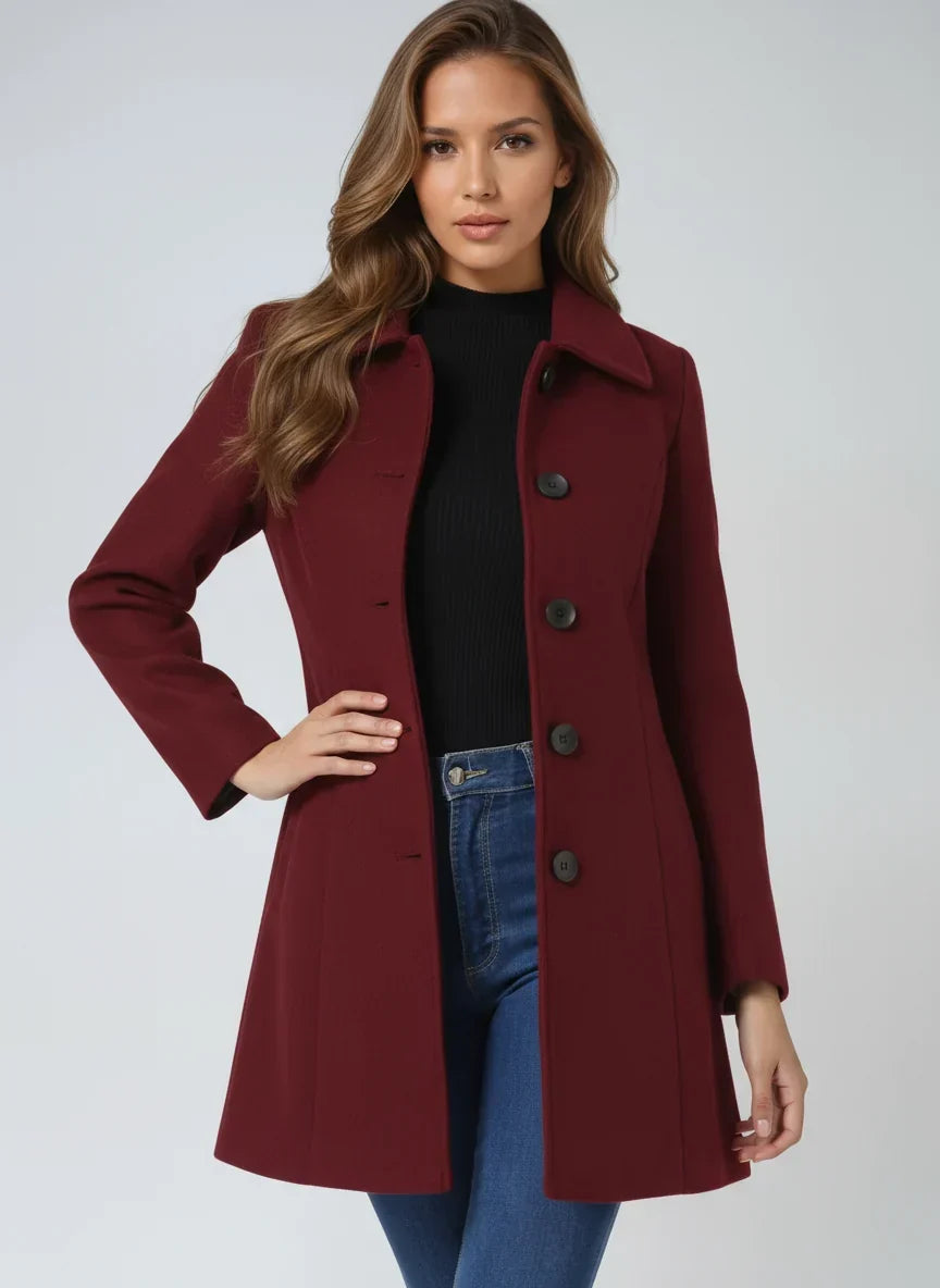 Cappotto sartoriale da donna - Colletto classico con chiusura a bottoni
