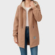Women's Hooded Teddy Jacket with Zip Closure