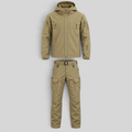 Set outdoor pentru bărbați - jachetă de iarnă matlasată cu glugă și pantaloni cargo