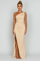 Women's Satin One-Shoulder Maxi Dress