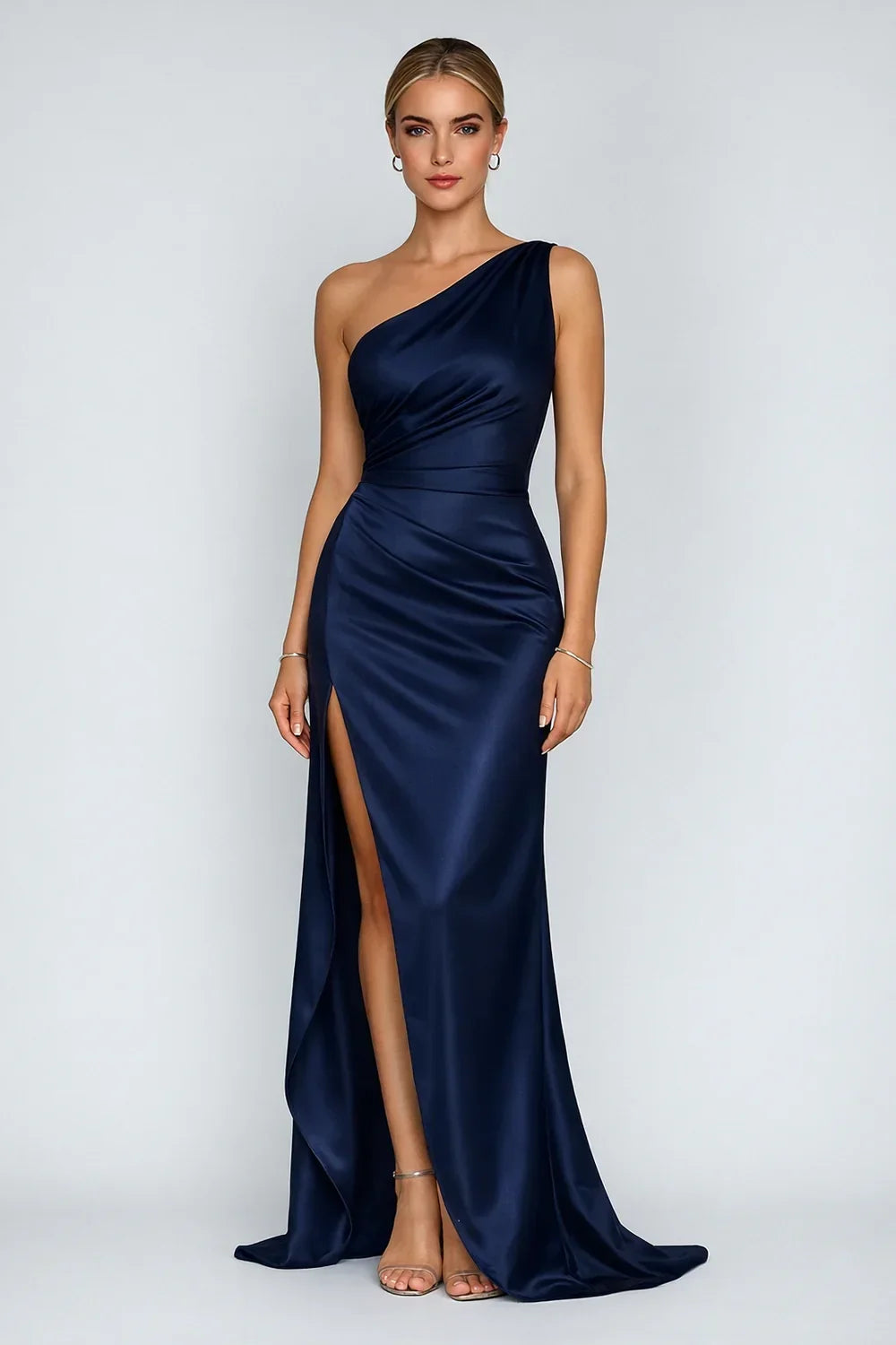 Women's Satin One-Shoulder Maxi Dress
