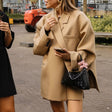 Women's Oversized Blazer - Diagonal Wrap with Lapel Collar
