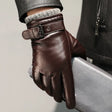 Men's Leather Gloves with Cashmere Lining and Touchscreen Function