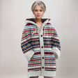 Cardigan cu glugă pentru femei, cu model Fair Isle